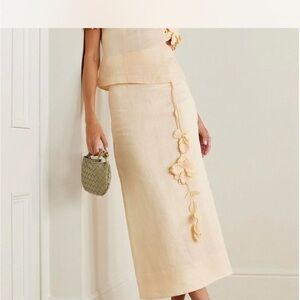 Zimmermann Cream Maxi Skirt and top with Floral Detail